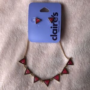 Claire’s NWT Triangle Necklace Earrings Set